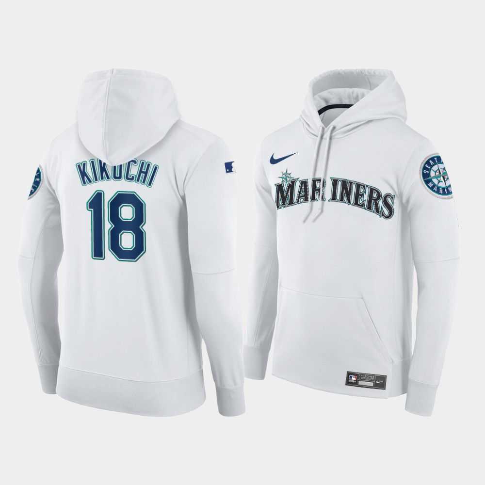 Men Seattle Mariners 18 Kikuchi white home hoodie 2021 MLB Nike Jerseys